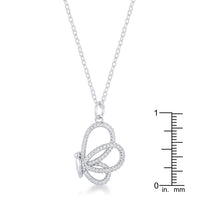 Thumbnail for Whimsical Rhodium CZ Butterfly Pendant and Necklace