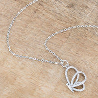 Thumbnail for Whimsical Rhodium CZ Butterfly Pendant and Necklace