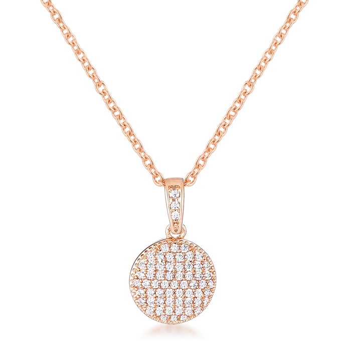Rose Gold Plated Necklace with CZ Disk Pendant