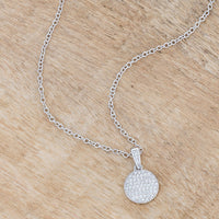 Thumbnail for Rhodium Necklace with CZ Disk Pendant