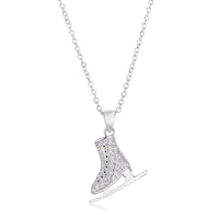 Thumbnail for Delicate .4Ct Rhodium Plated Ice Skate Pendant