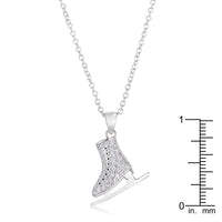 Thumbnail for Delicate .4Ct Rhodium Plated Ice Skate Pendant