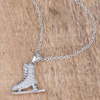 Thumbnail for Delicate .4Ct Rhodium Plated Ice Skate Pendant