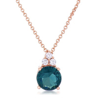 Thumbnail for Simple Rose Gold Plated 9mm Blue Green CZ Pendant