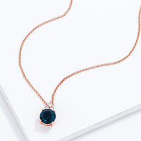 Thumbnail for Simple Rose Gold Plated 9mm Blue Green CZ Pendant