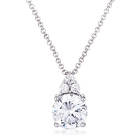 Thumbnail for Simple Rhodium Plated 9mm Clear CZ Pendant