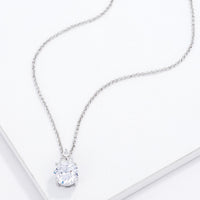 Thumbnail for Simple Rhodium Plated 9mm Clear CZ Pendant