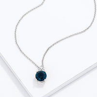 Thumbnail for Simple Rhodium Plated 9mm Blue Green CZ Pendant