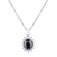 Thumbnail for Rhodium Plated Black Petite Royal Oval Pendant