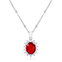 Thumbnail for Rhodium Plated Ruby Red Petite Royal Oval Pendant
