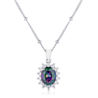 Thumbnail for Rhodium Plated Mystic Petite Royal Oval Pendant