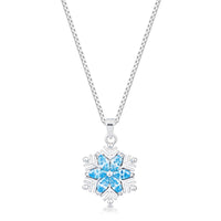 Thumbnail for Rhodium Plated Brilliant Marquise Aqua Blue Snowflake Pendant