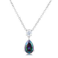 Thumbnail for 4.95Ct Rhodium Mystic Iridescent Teardrop Pendant