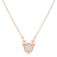 Thumbnail for Rose Gold Plated Reversible Sapphire Blue CZ Reindeer Pendant