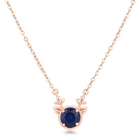 Thumbnail for Rose Gold Plated Reversible Sapphire Blue CZ Reindeer Pendant