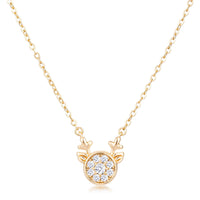 Thumbnail for Gold Plated Reversible Champagne CZ Reindeer Pendant