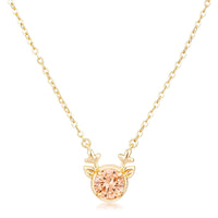 Thumbnail for Gold Plated Reversible Champagne CZ Reindeer Pendant