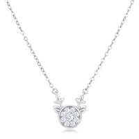 Thumbnail for 3.88Ct Rhodium Reversible Champagne CZ Reindeer Pendant
