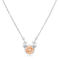 Thumbnail for 3.88Ct Rhodium Reversible Champagne CZ Reindeer Pendant