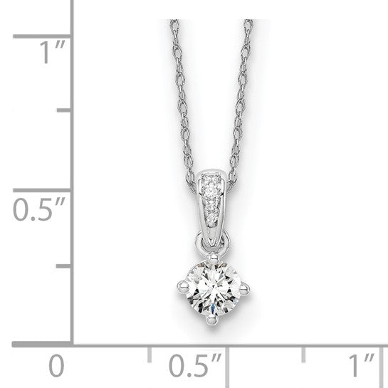 14-Karat Lab Grown Pend w/ Chain 1-Rd .33ct, .005ct, .004ct, .003ct, .006ct D