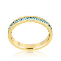 Thumbnail for Stylish Stackables Aqua Crystal Gold Ring