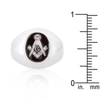 Thumbnail for Rhodium Plated Onyx Cubic Zirconia Masonic Ring