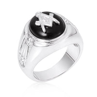 Thumbnail for Rhodium Plated Onyx Mens Ring