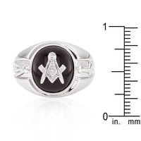 Thumbnail for Rhodium Plated Onyx Mens Ring