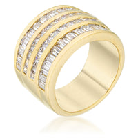 Thumbnail for 4 Row Gold Cubic Zirconia Cocktail Ring