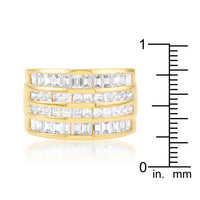Thumbnail for 4 Row Gold Cubic Zirconia Cocktail Ring