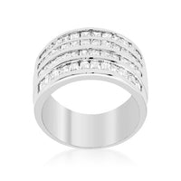 Thumbnail for 4 Row Rhodium Cubic Zirconia Cocktail Ring