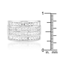 Thumbnail for 4 Row Rhodium Cubic Zirconia Cocktail Ring