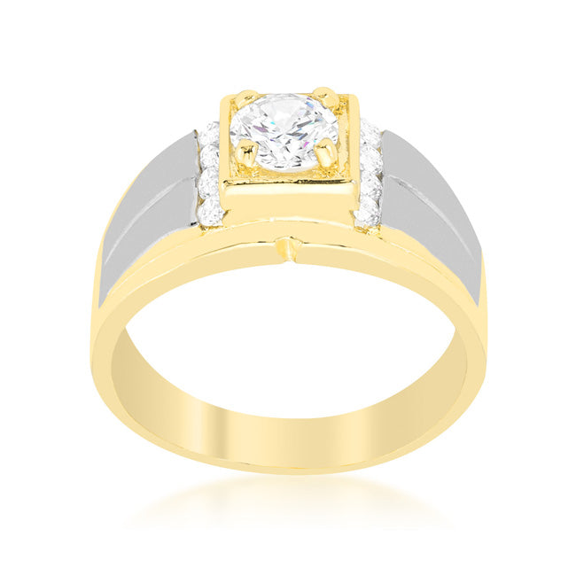 Cubic Zirconia Two-Tone Mens Ring