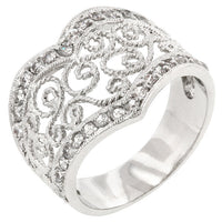 Thumbnail for Cubic Zirconia Filigree Hearts Ring