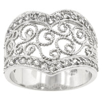 Thumbnail for Cubic Zirconia Filigree Hearts Ring