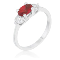 Thumbnail for Miranna 1.2ct Garnet CZ Rhodium Classic Oval Ring