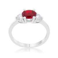 Thumbnail for Miranna 1.2ct Garnet CZ Rhodium Classic Oval Ring