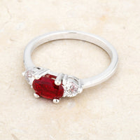 Thumbnail for Miranna 1.2ct Garnet CZ Rhodium Classic Oval Ring