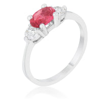 Thumbnail for Miranna 1.2ct Fuchsia CZ Rhodium Classic Oval Ring