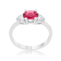 Thumbnail for Miranna 1.2ct Fuchsia CZ Rhodium Classic Oval Ring