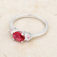 Thumbnail for Miranna 1.2ct Fuchsia CZ Rhodium Classic Oval Ring