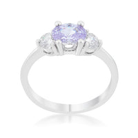 Thumbnail for Miranna 1.2ct Lavender CZ Rhodium Classic Oval Ring