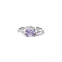 Thumbnail for Miranna 1.2ct Lavender CZ Rhodium Classic Oval Ring