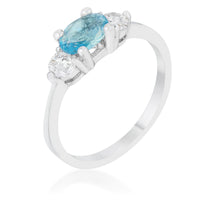 Thumbnail for Miranna 1.2ct Blue Topaz CZ Rhodium Classic Oval Ring
