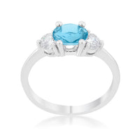 Thumbnail for Miranna 1.2ct Blue Topaz CZ Rhodium Classic Oval Ring