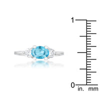 Thumbnail for Miranna 1.2ct Blue Topaz CZ Rhodium Classic Oval Ring