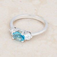 Thumbnail for Miranna 1.2ct Blue Topaz CZ Rhodium Classic Oval Ring
