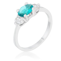 Thumbnail for Mariah 1.2ct CZ Rhodium Aqua Simple Classic Ring