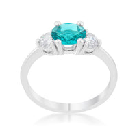 Thumbnail for Mariah 1.2ct CZ Rhodium Aqua Simple Classic Ring