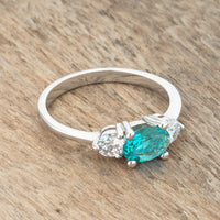 Thumbnail for Mariah 1.2ct CZ Rhodium Aqua Simple Classic Ring